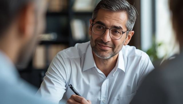 Experienced Consultant Engaging in Friendly Dialogue at Office