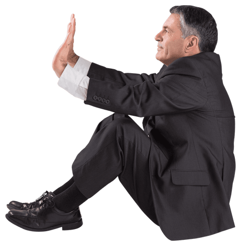 Caucasian Businessman Sitting Transparent Background Concept