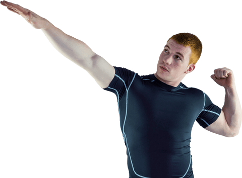 Athletic Rugby Player Pointing Upward, Transparent Background