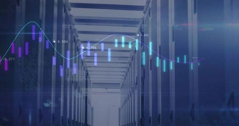 Futuristic Data Center Corridor with Real-Time Analytics Overlay