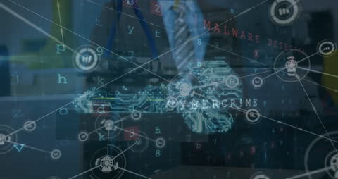 Digital Network and Cyber Protection Overlay Animated Concept