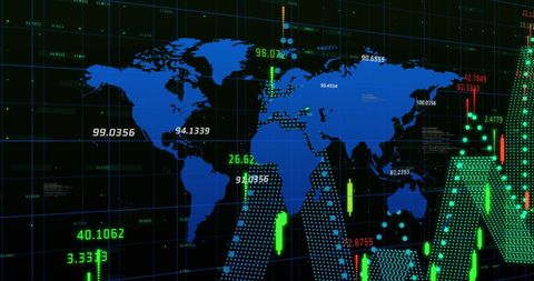 Global Financial Data Visualization Overlaying World Map - Download Free Stock Images Pikwizard.com