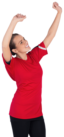 Transparent Energetic Female Football Fan Celebrating Victory
