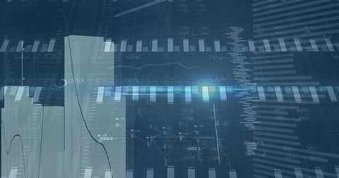Abstract Financial Data with Line Graph and Bars