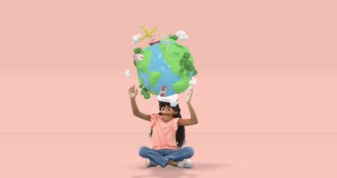 Child exploring virtual world with vr headset for immersive learning