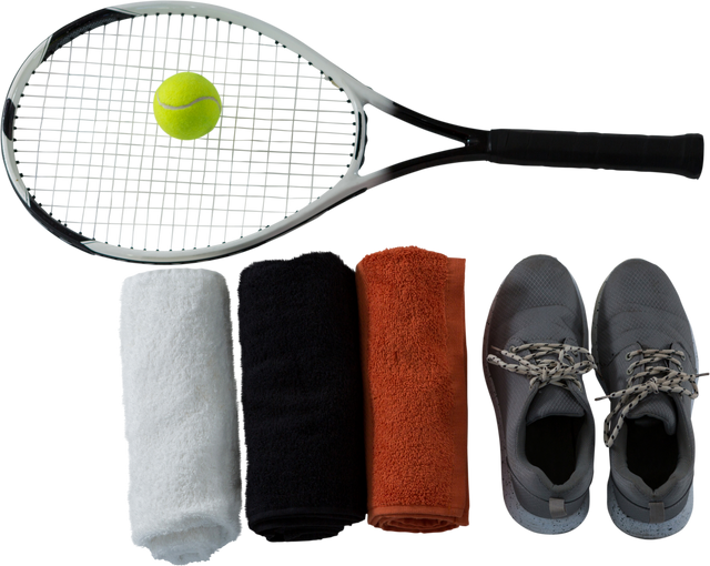 Transparent Tennis Gear Arrangement With Racket And Shoes For Sports Enthusiasts - Download Free Stock Videos Pikwizard.com