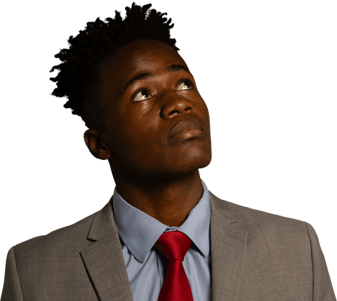 Businessman Looking Up on Transparent Background