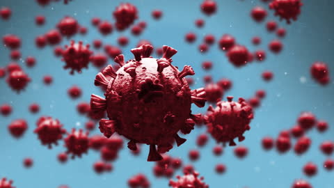 Digital Illustration of Coronavirus Cells Floating