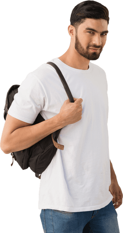 transparent gradient background portrait of man with backpack - Download Free Stock Videos Pikwizard.com