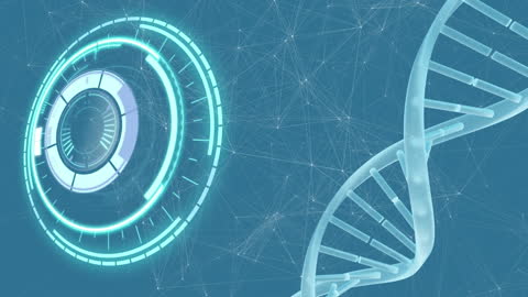 Futuristic DNA and Data Processing Concept Illustration