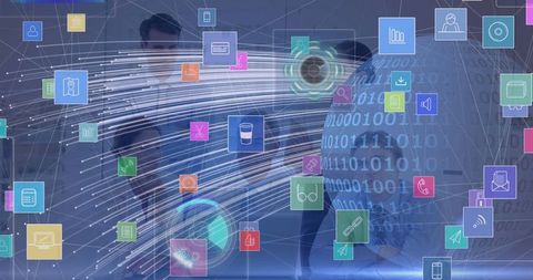 team collaborating on holographic data analytics in modern office - Download Free Stock Images Pikwizard.com
