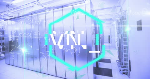 NFT Concept Overlay on Futuristic Data Center