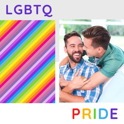 Couple embracing joyful lgbtq pride celebration at home