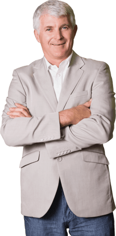 Confident Businessman with Arms Crossed - Transparent Background