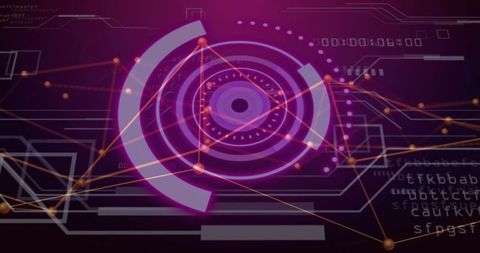 Futuristic Neon HUD Technology Interface with Data Visuals