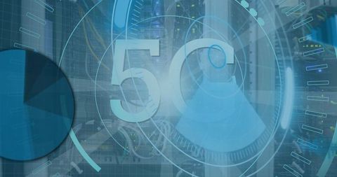 Abstract 5g technology data processing visualization