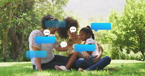 Multigenerational Family Enjoying Outdoor Connection with Digital Overlays