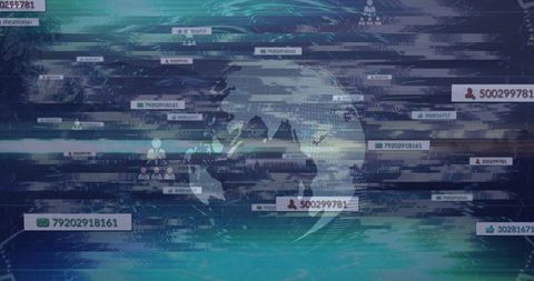 Digital Network with Global Map and Network Icons Overlay