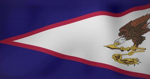 American Samoa Flag with Eagle and Traditional Symbols Waving