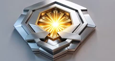Futuristic Metallic Core Emitting Golden Light in Sci-Fi Concept