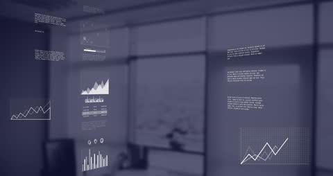 Digital Financial Data Visualization in Empty Office Scene