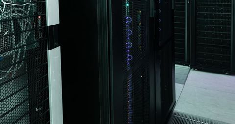 Advanced Data Center Row with Illuminated Server Racks and LED Lights - Download Free Stock Images Pikwizard.com