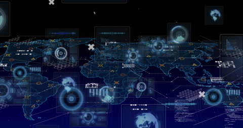 Digital World Map with Global Data Processing Interface
