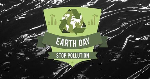 Earth day eco-friendly banner on black plastic background