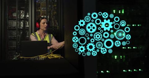 AI Brains and Female Technician Connecting in Server Room - Download Free Stock Images Pikwizard.com