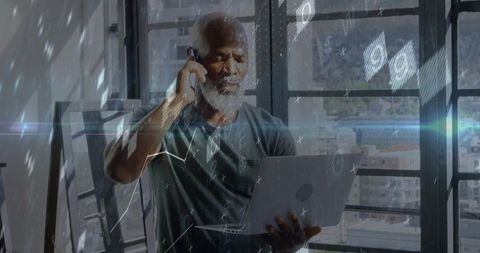 Businessman Engaging with Technology in Trendy Loft Office