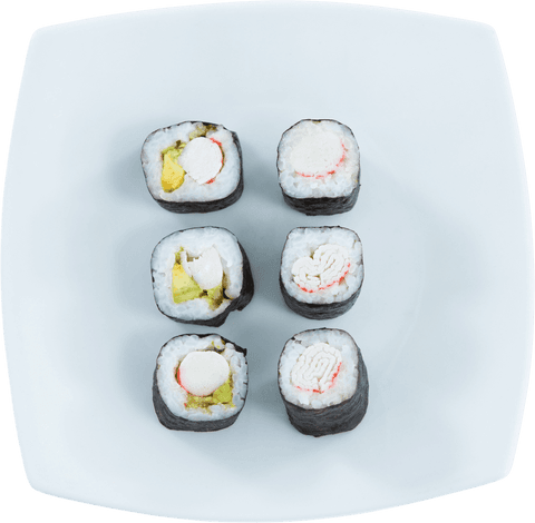 high-angle view of elegant sushi display on white plate transparent background - Download Free Stock Videos Pikwizard.com