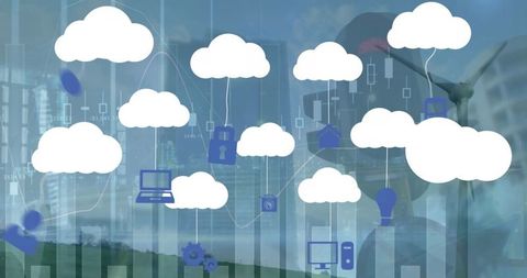 Cloud Connectivity with Technology and Sustainability on Eco-Friendly Landscape