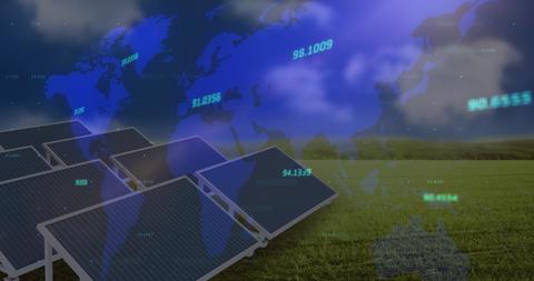 Global Technology with Solar Panels and Digital Data Display - Download Free Stock Images Pikwizard.com