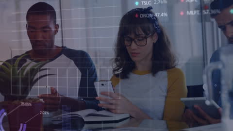 Executives Utilizing Mobile Devices in Office for Efficient Task Management