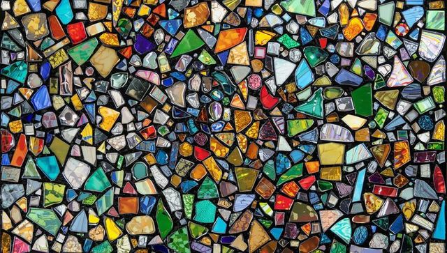 Vibrant Abstract Glass Mosaic with Geometric Shapes