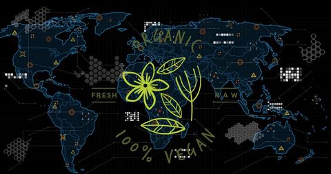 Futuristic Network Map with Organic Vegan Theme - Download Free Stock Images Pikwizard.com