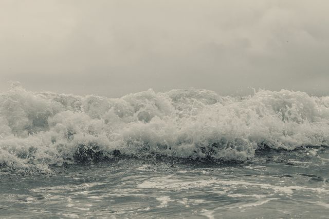 Rough Ocean Waves Crashing on a Cloudy Day - Download Free Stock Images Pikwizard.com