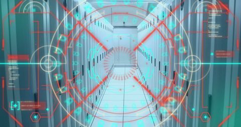 Digital Mandala Overlay in High-Tech Server Room - Download Free Stock Images Pikwizard.com