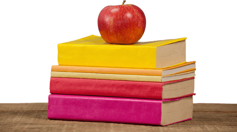 transparent apple on stack of books with wooden table - Download Free Stock Videos Pikwizard.com
