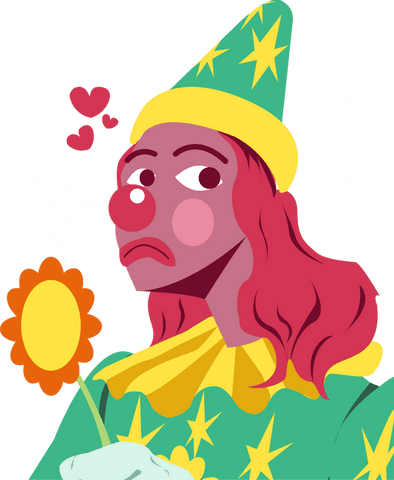 whimsical cartoon clown with sunflower on transparent background - Download Free Stock Videos Pikwizard.com