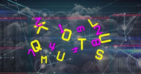 Data Overlay Over Clouds with Conceptual Networking Display - Download Free Stock Images Pikwizard.com