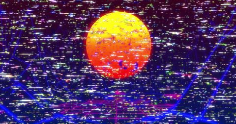 Abstract Digital Sun Over Glitched Landscape - Download Free Stock Images Pikwizard.com