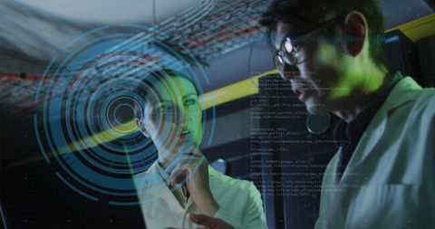 IT Engineers Analyzing Data by Server with Holographic Display - Download Free Stock Images Pikwizard.com