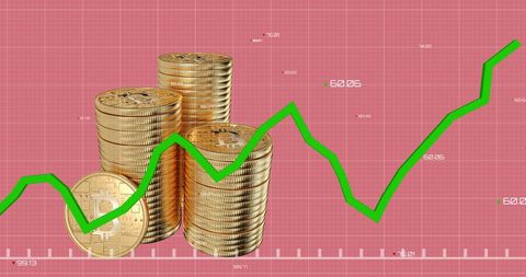 Gold Bitcoin Stacks and Rising Green Financial Graph - Download Free Stock Images Pikwizard.com