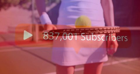 Tennis Player Balancing Ball with Subscriber Count Overlay