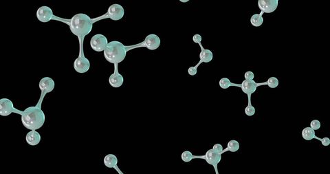 Floating 3D Molecular Structures on Black Background