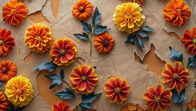 Vibrant Marigold Blossoms on Textured Background Delight