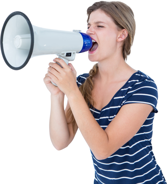 Woman Making Announcement on White Background with Transparent Background - Download Free Stock Videos Pikwizard.com