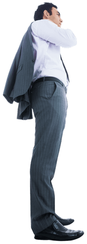 side view of confident businessman holding jacket on transparent background - Download Free Stock Videos Pikwizard.com