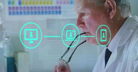 Innovative scientist analyzing data with digital connectivity